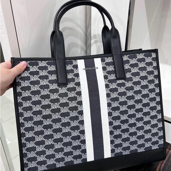 MICHAEL KORS COOPER STRUCTURED TOTE BAG BLACK MULTI NWT - Picture 3 of 6